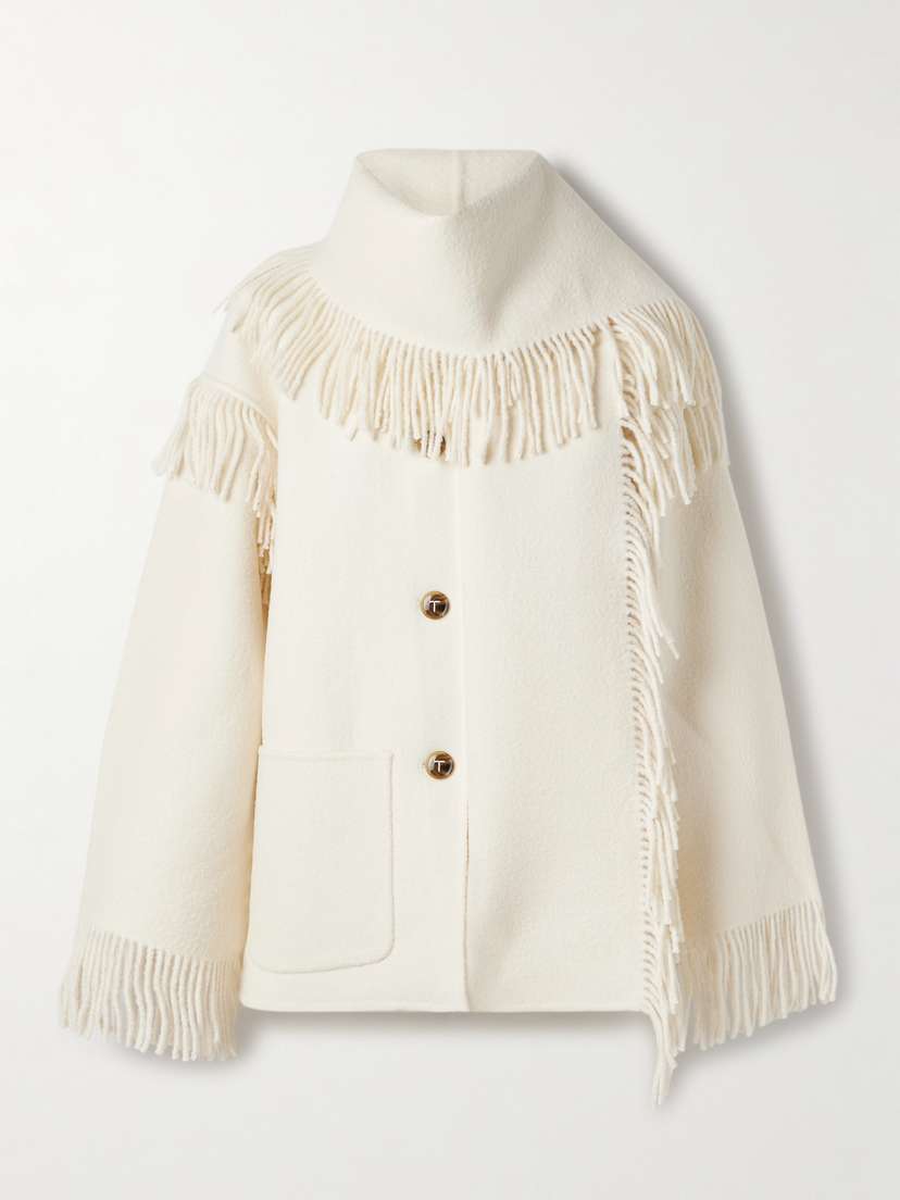 TOTEME Draped Fringed Wool-blend Jacket