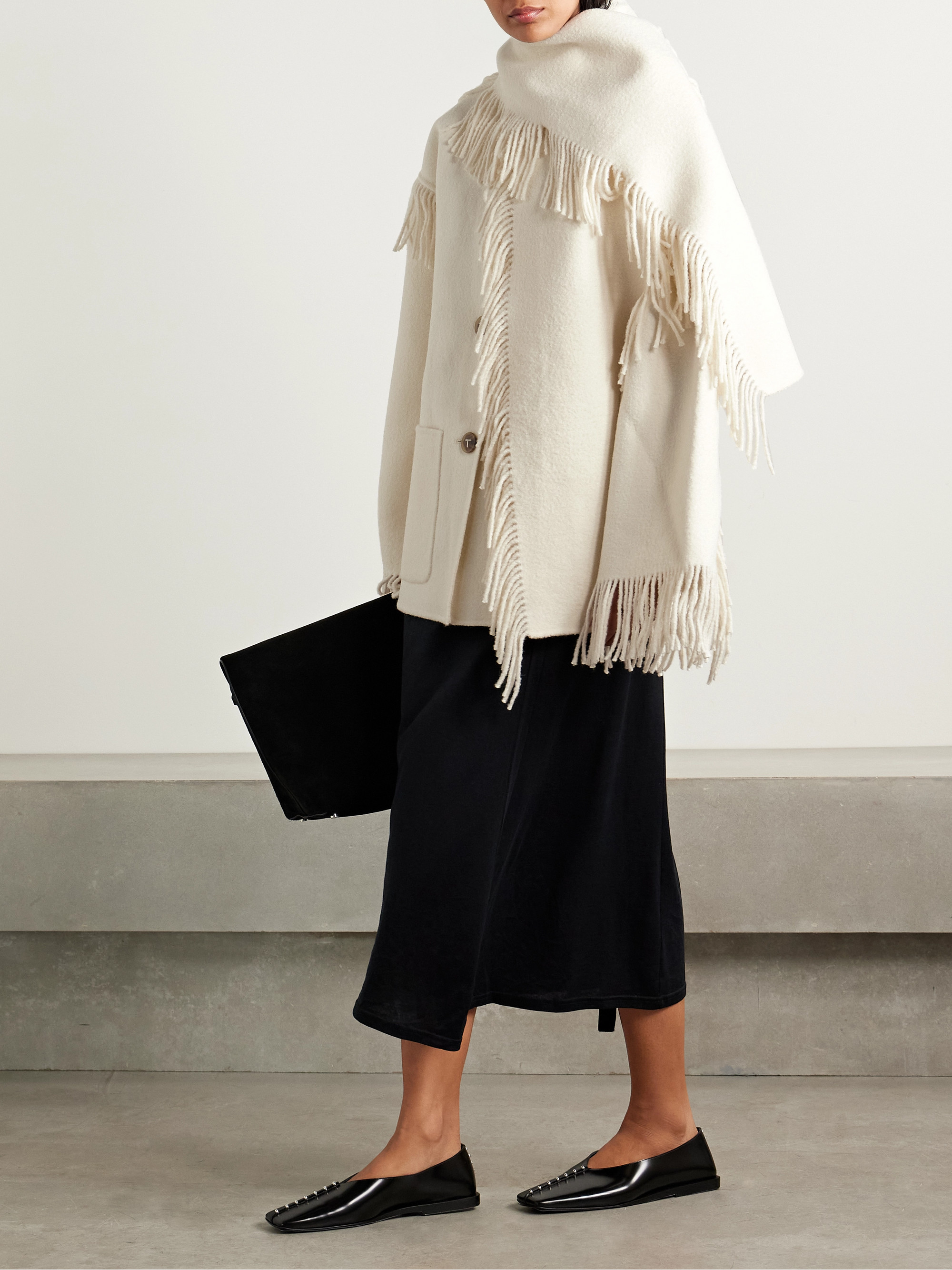TOTEME Draped fringed wool-blend jacket