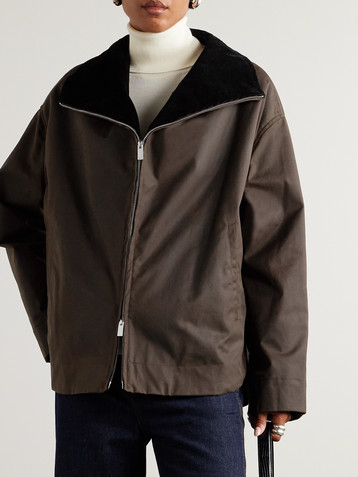 TOTEME Corduroy-trimmed waxed organic cotton jacket