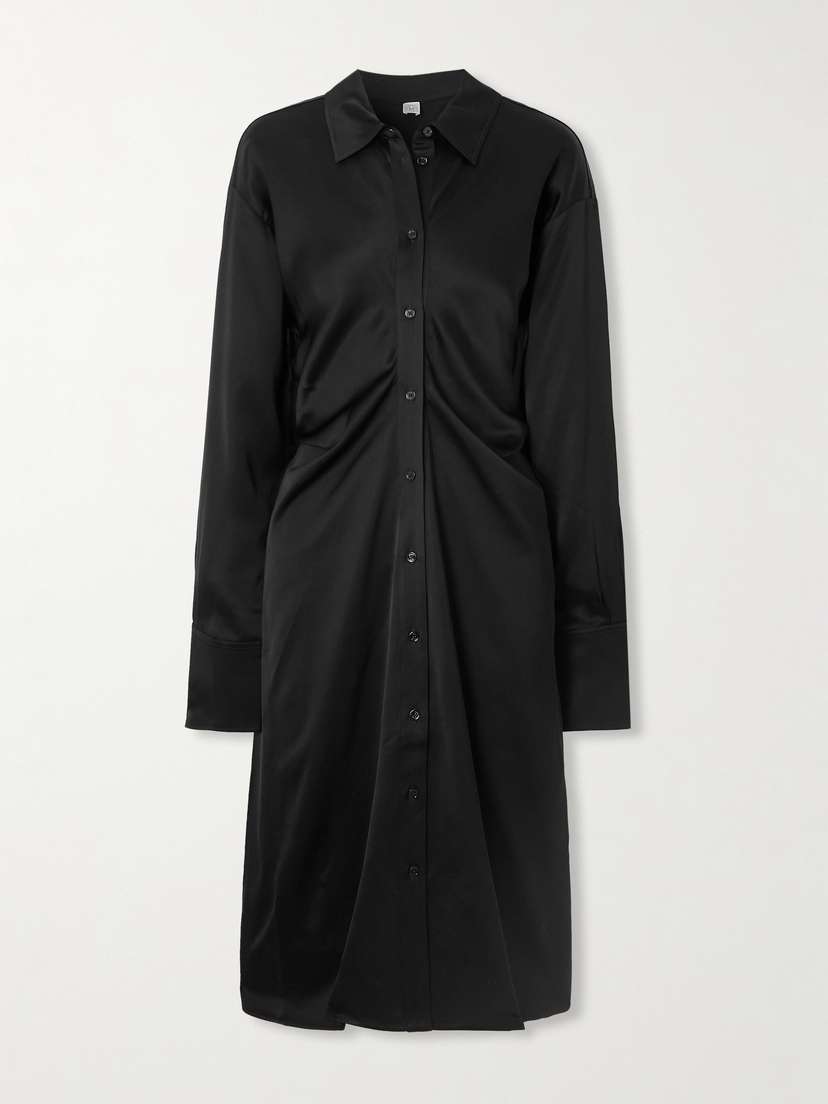 TOTEME Draped Satin-crepe Midi Dress
