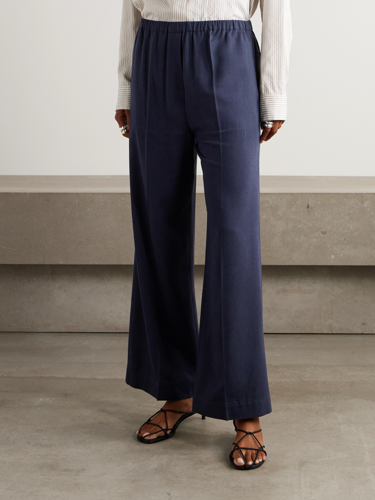 Totême Woven Wide-leg Pants In Metallic