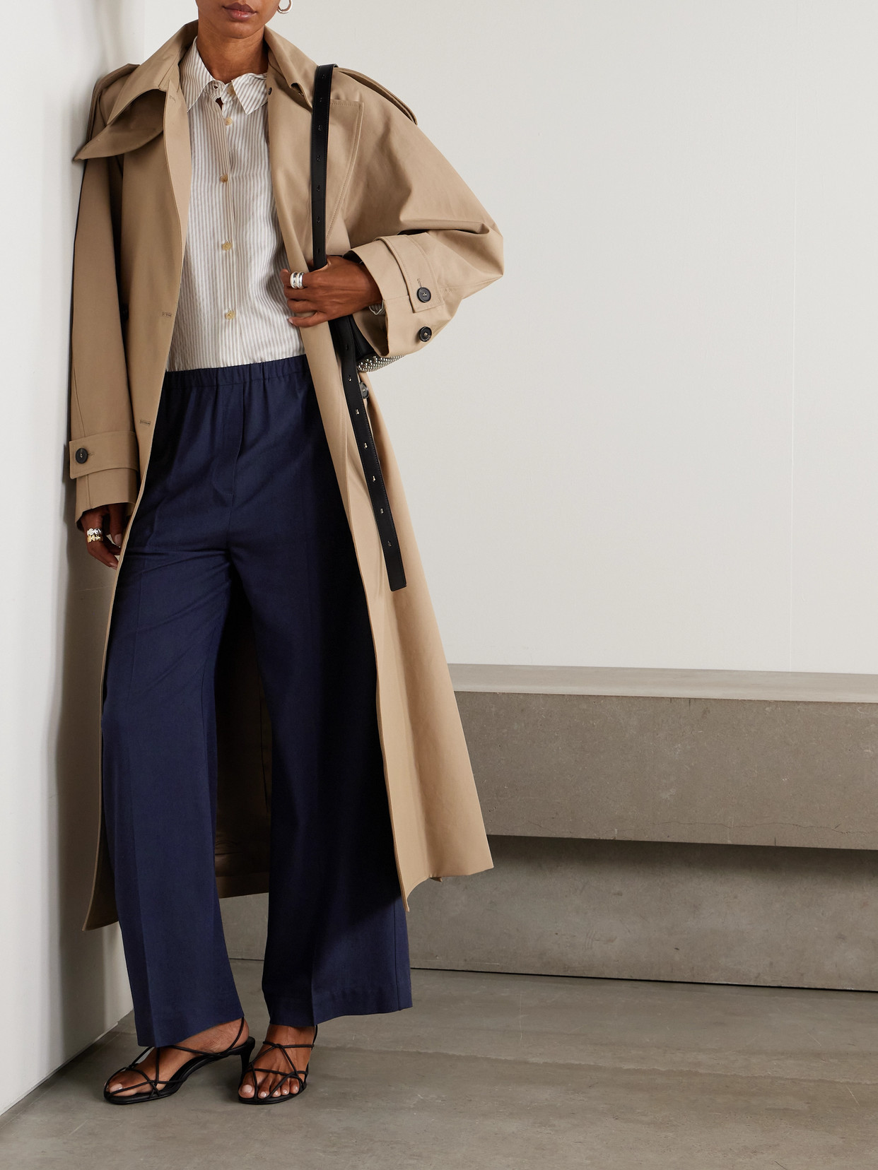 Totême Woven Wide-leg Pants In Metallic
