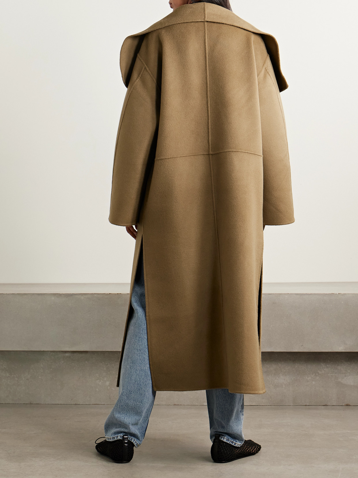 Totême Draped Wool And Cashmere-blend Felt Coat In Green