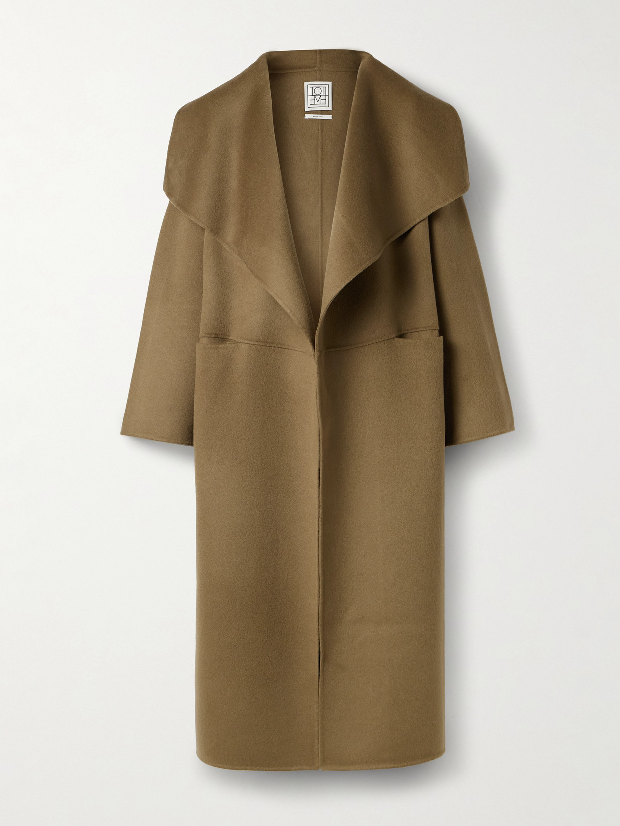 Totême Draped Wool And Cashmere-blend Felt Coat In Green