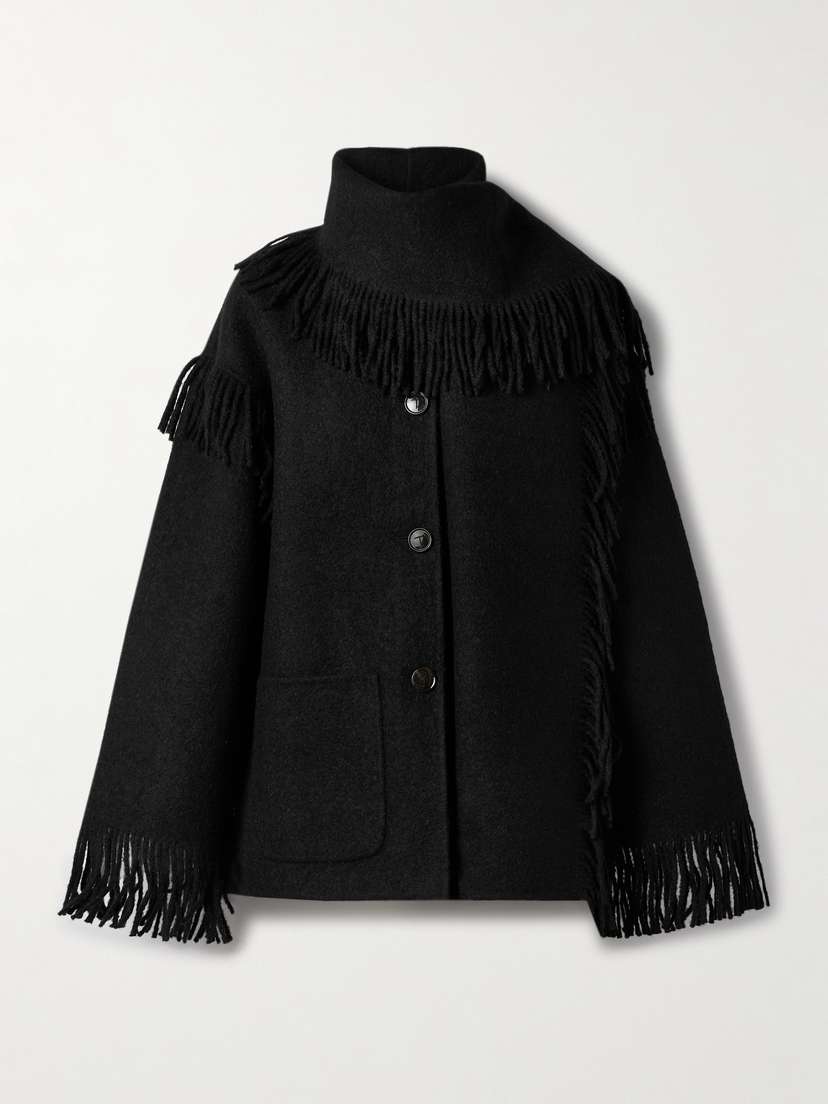 TOTEME Draped Fringed Wool-blend Jacket