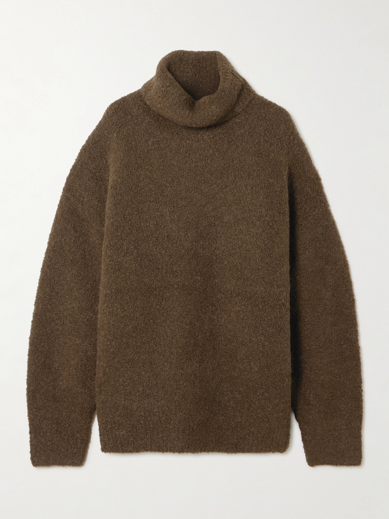 Totême Bouclé Turtleneck Sweater In Brown