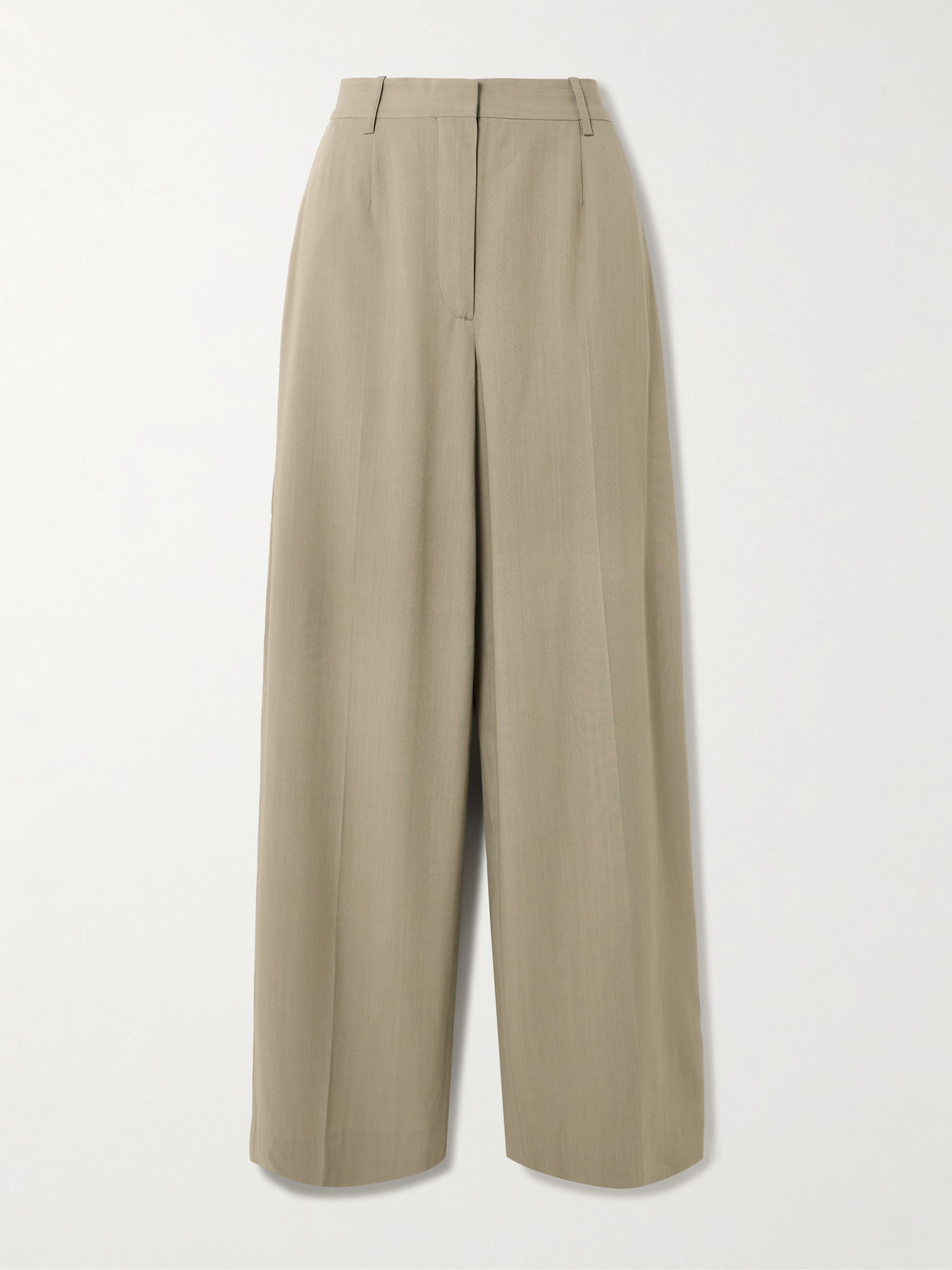 Totême Toteme Fluid Wide Leg Wool Blend Trousers In Brown