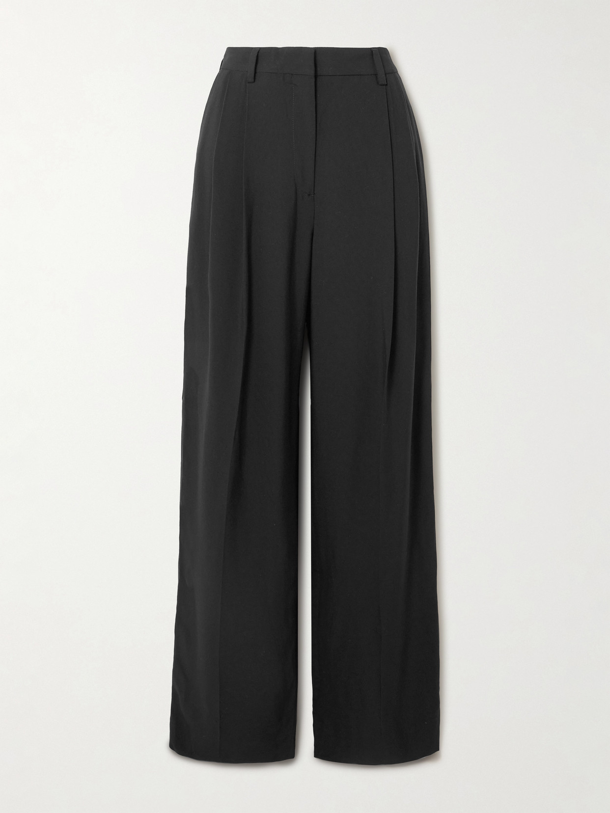 Totême Pleated Woven Wide-leg Pants In Black