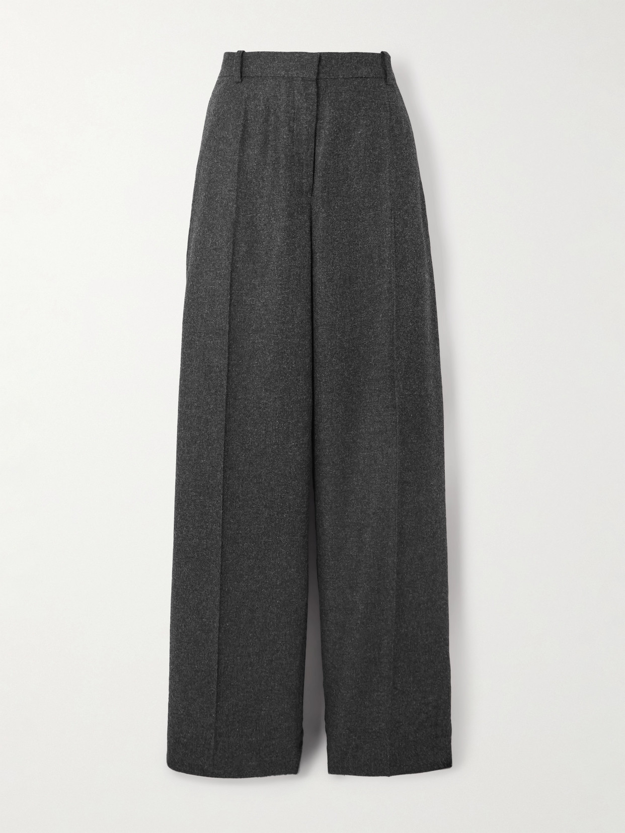 Totême Pleated Flannel Wide-leg Pants In Gray