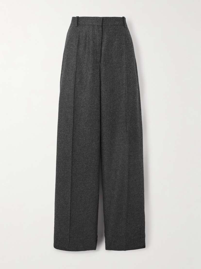 TOTEME Pleated Flannel Wide-leg Pants