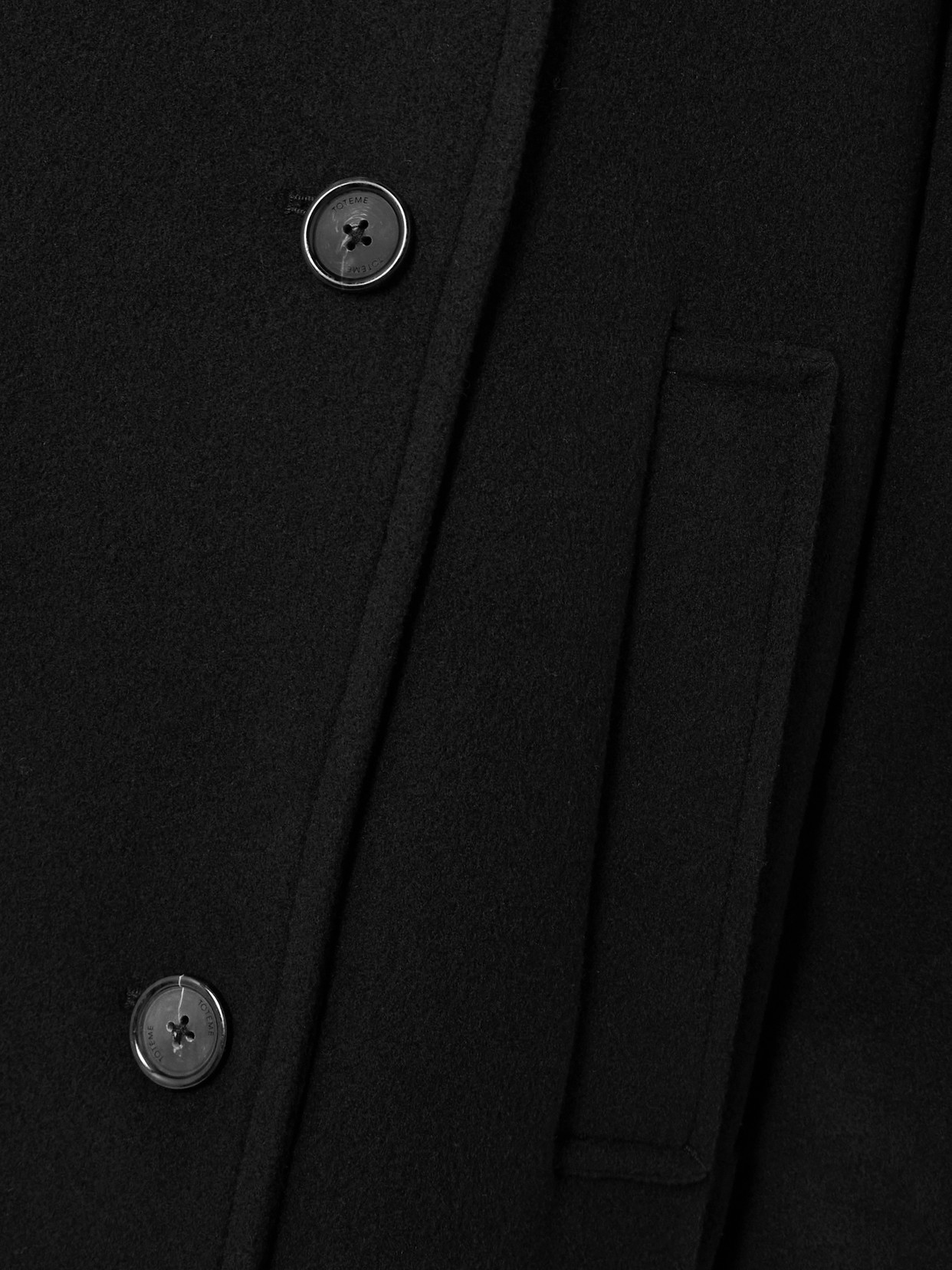 Totême Shield Oversized Double-breasted Wool-blend Coat In Black