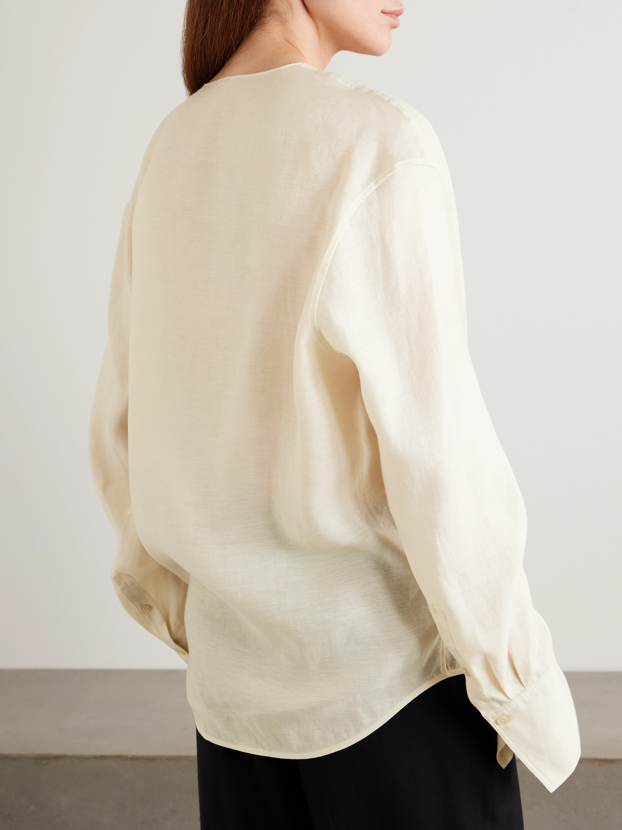 Totême Draped Lyocell-blend Blouse In Sand