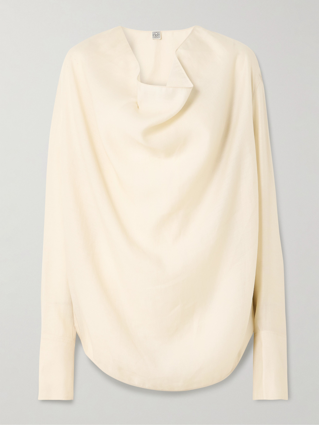 Totême Draped Lyocell-blend Blouse In Sand