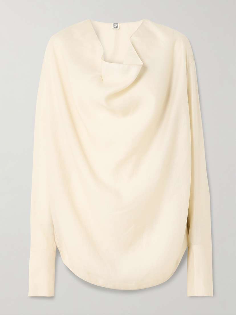 TOTEME Draped Lyocell-blend Blouse