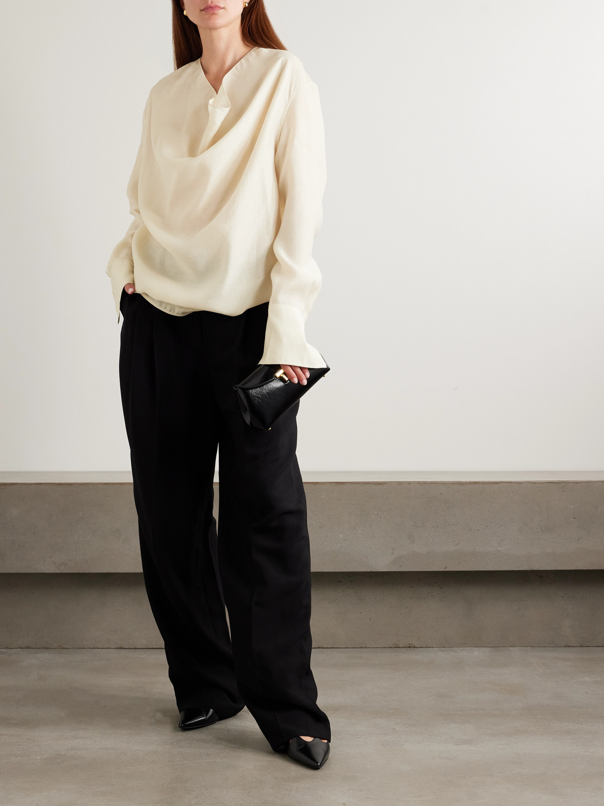 Totême Draped Lyocell-blend Blouse In Sand