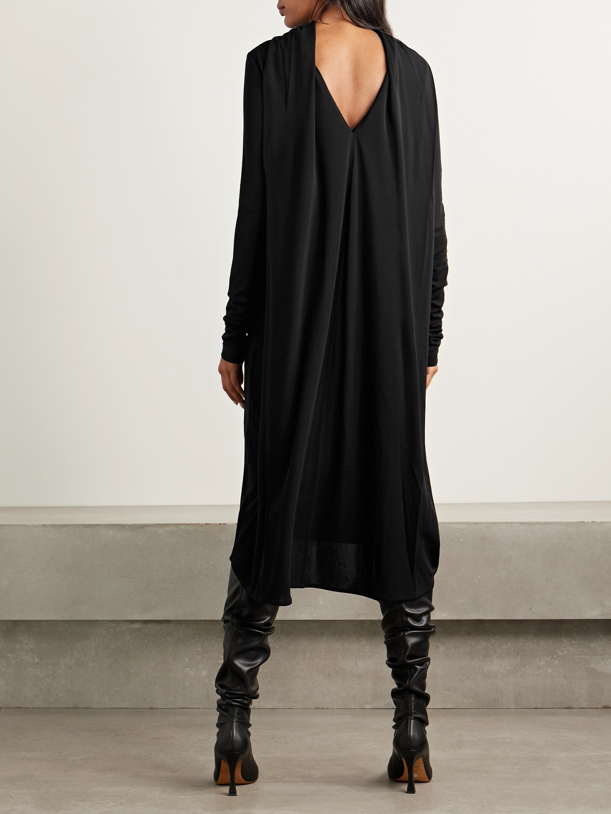 Totême Cape-effect Jersey Midi Dress In Black