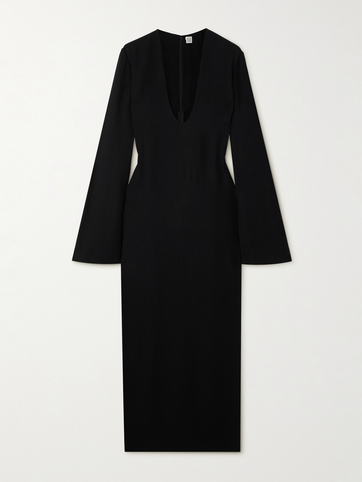 Totême Draped Knitted Maxi Dress In Black