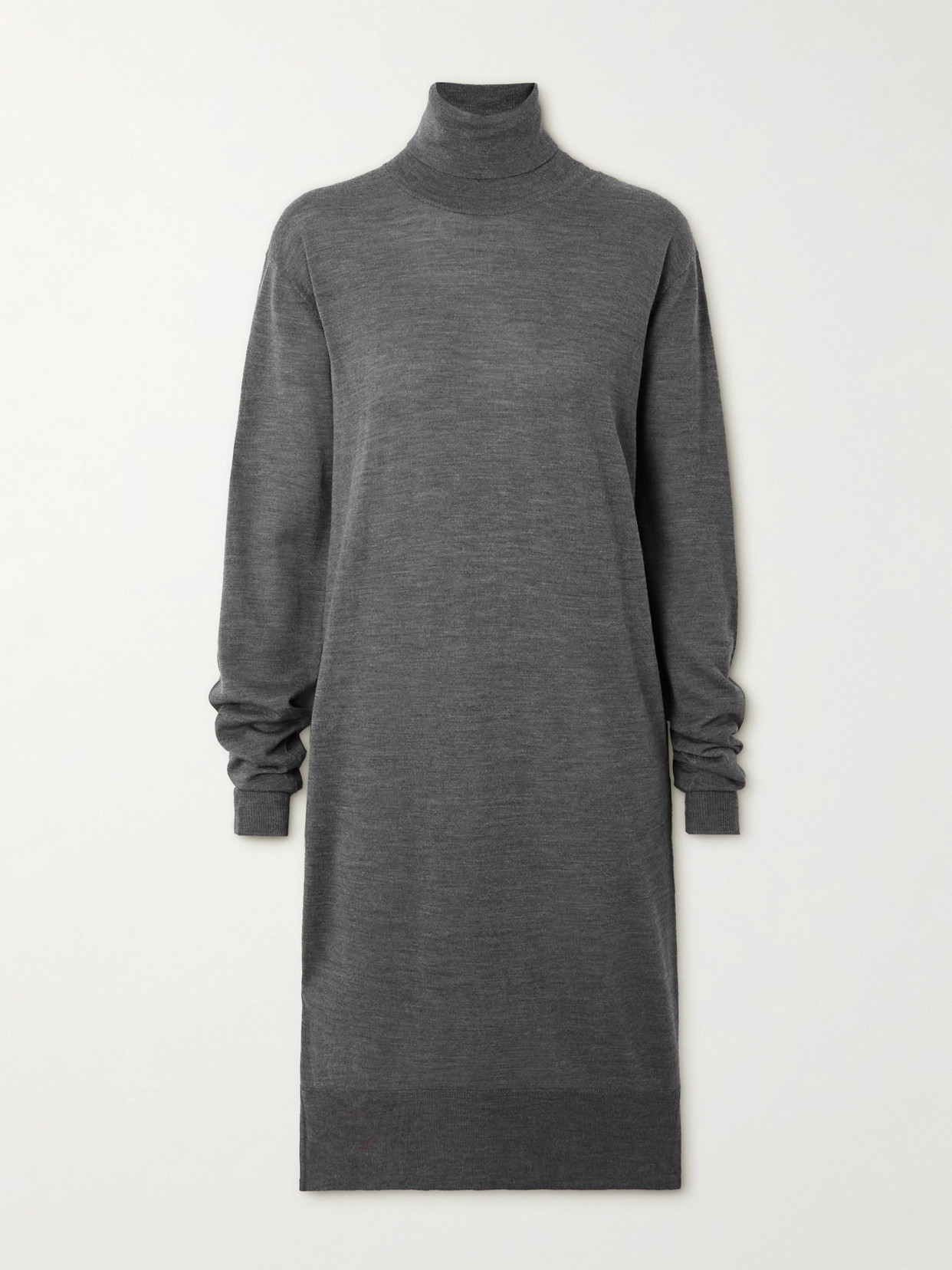 Totême Wool And Silk-blend Turtleneck Dress In Gray