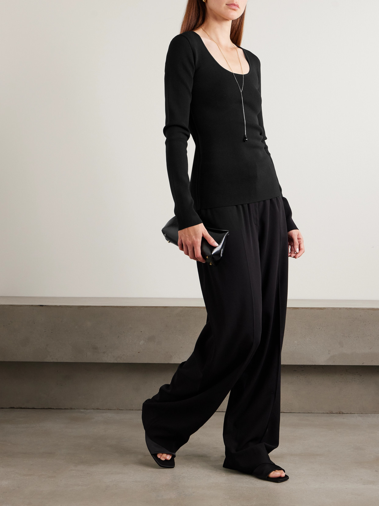 Totême Stretch-knit Top In Black