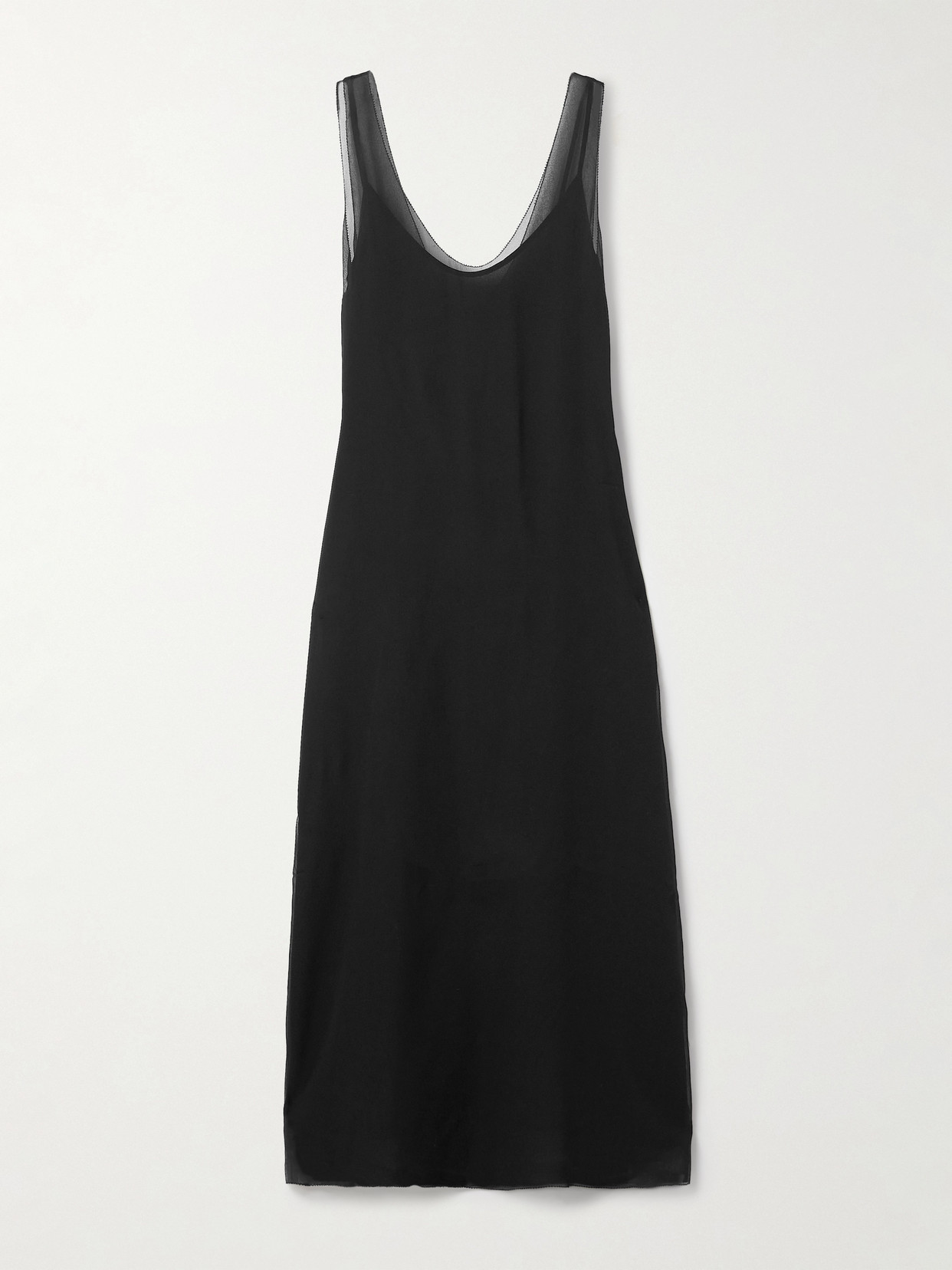Totême Layered Silk-chiffon Midi Dress In Black