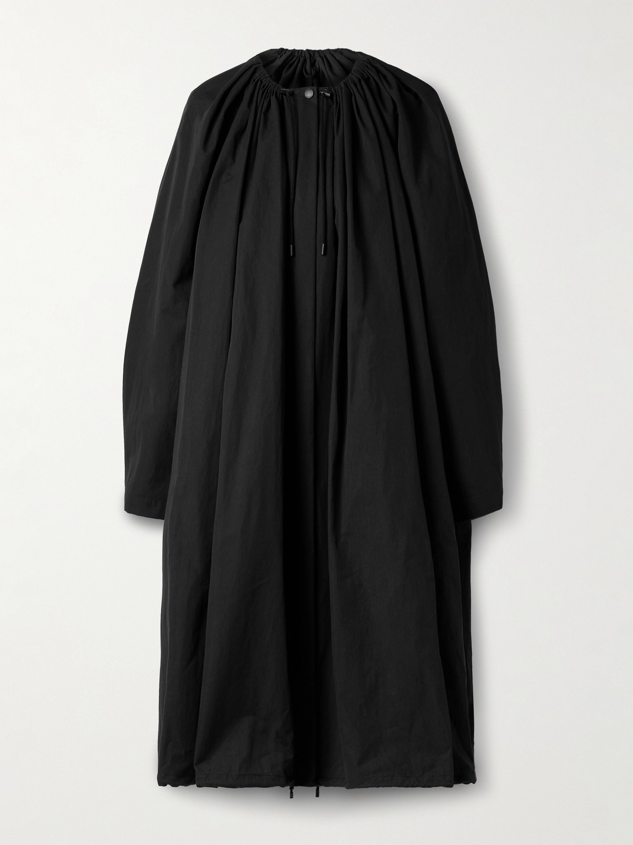 Totême Oversized Gathered Organic Cotton-blend Coat In Black