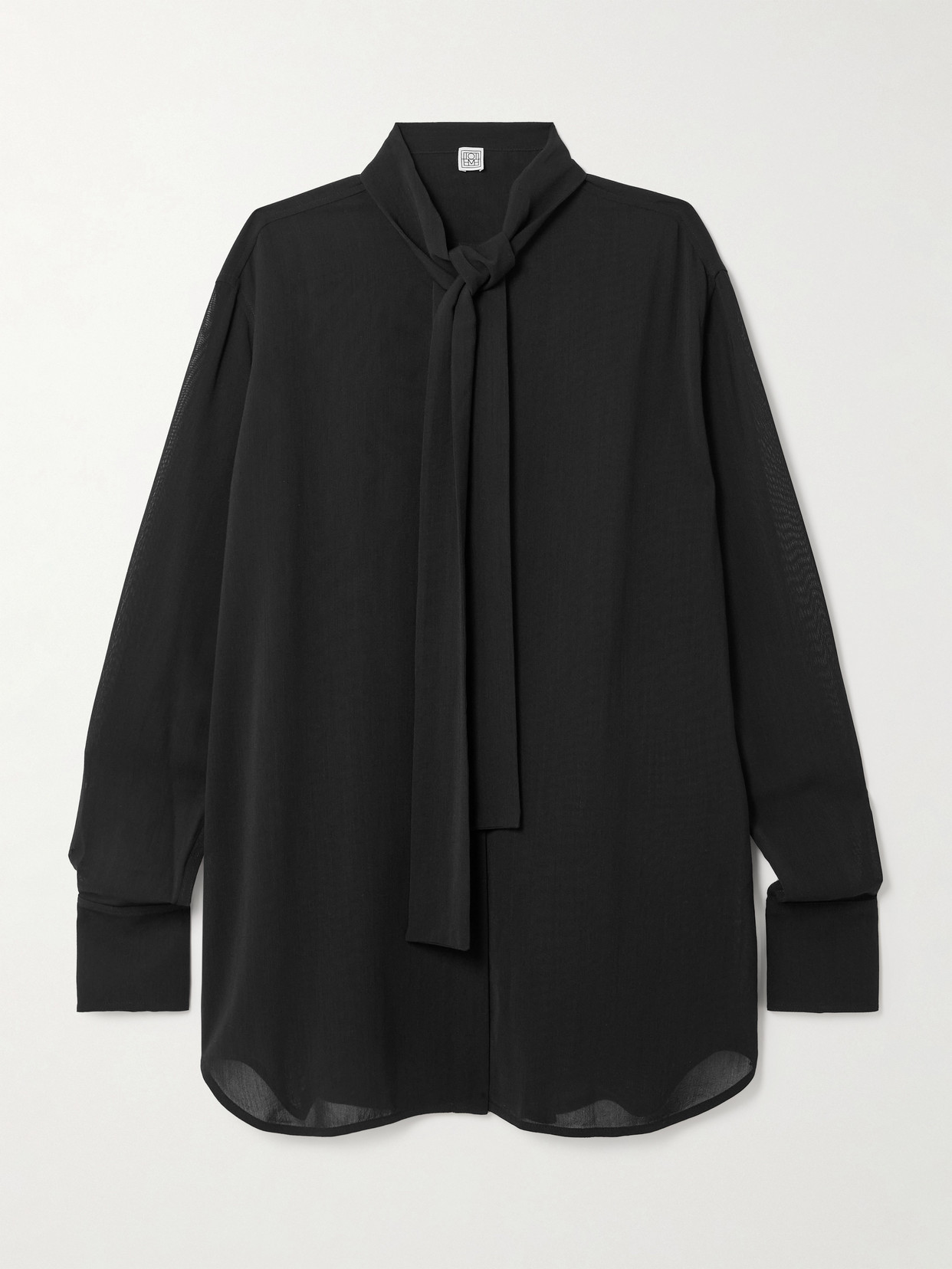 Totême Tie-neck Crepe De Chine Blouse In Black