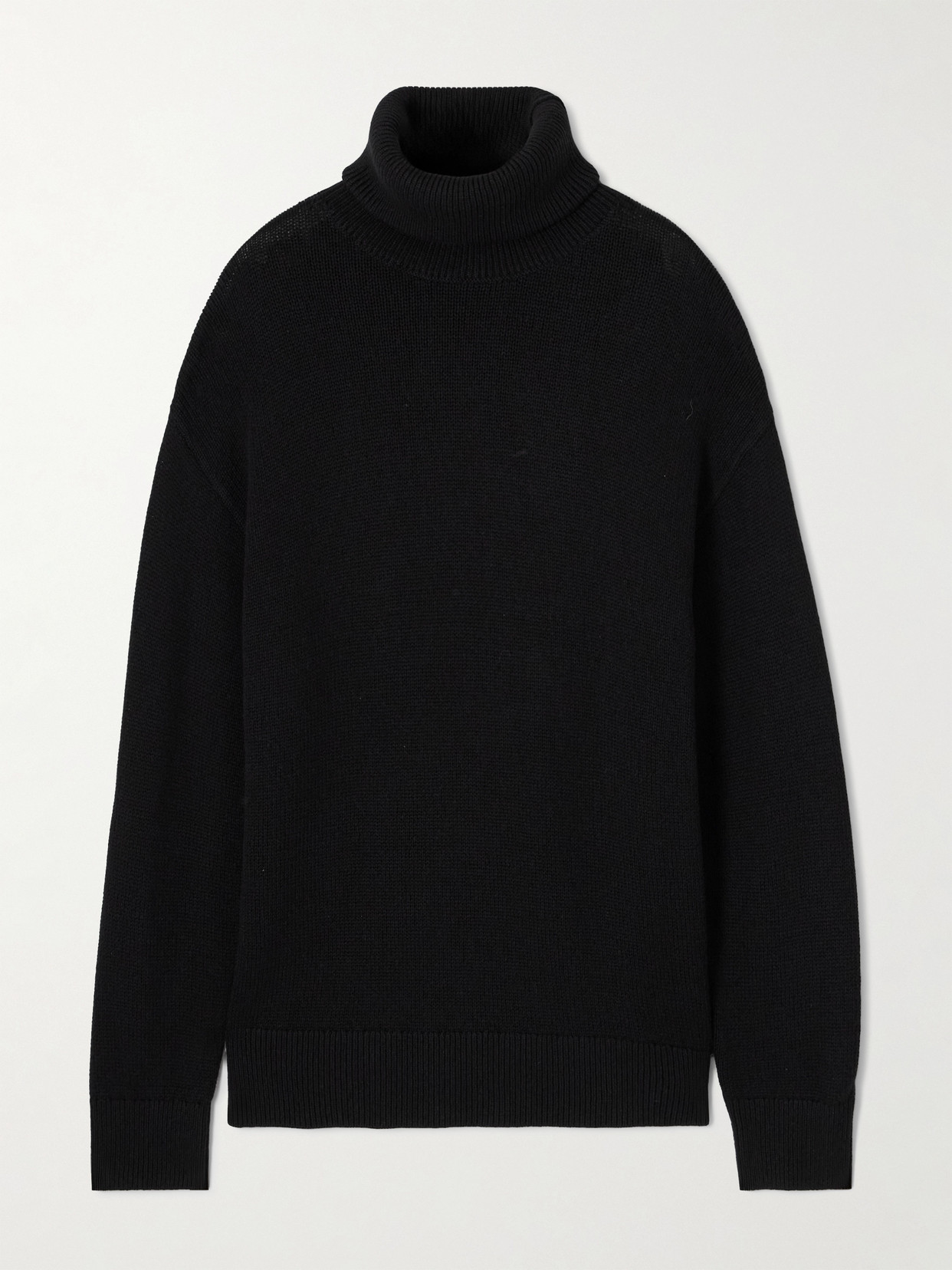 Totême Oversized Ribbed Organic Cotton And Cashmere-blend Turtleneck Sweater In Black