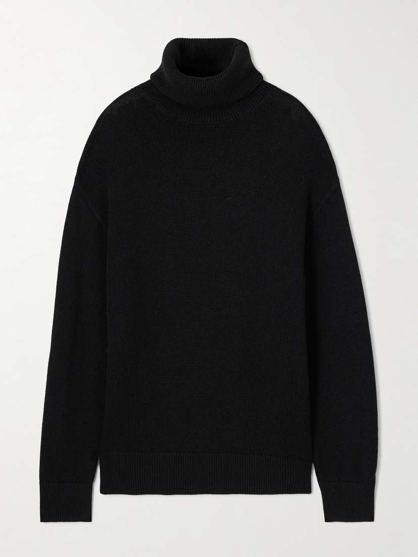 TOTEME Oversized Ribbed Organic Cotton And Cashmere-blend Turtleneck Sweater