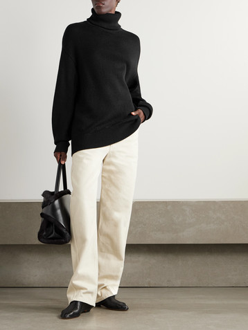 TOTEME Oversized ribbed organic cotton and cashmere-blend turtleneck sweater