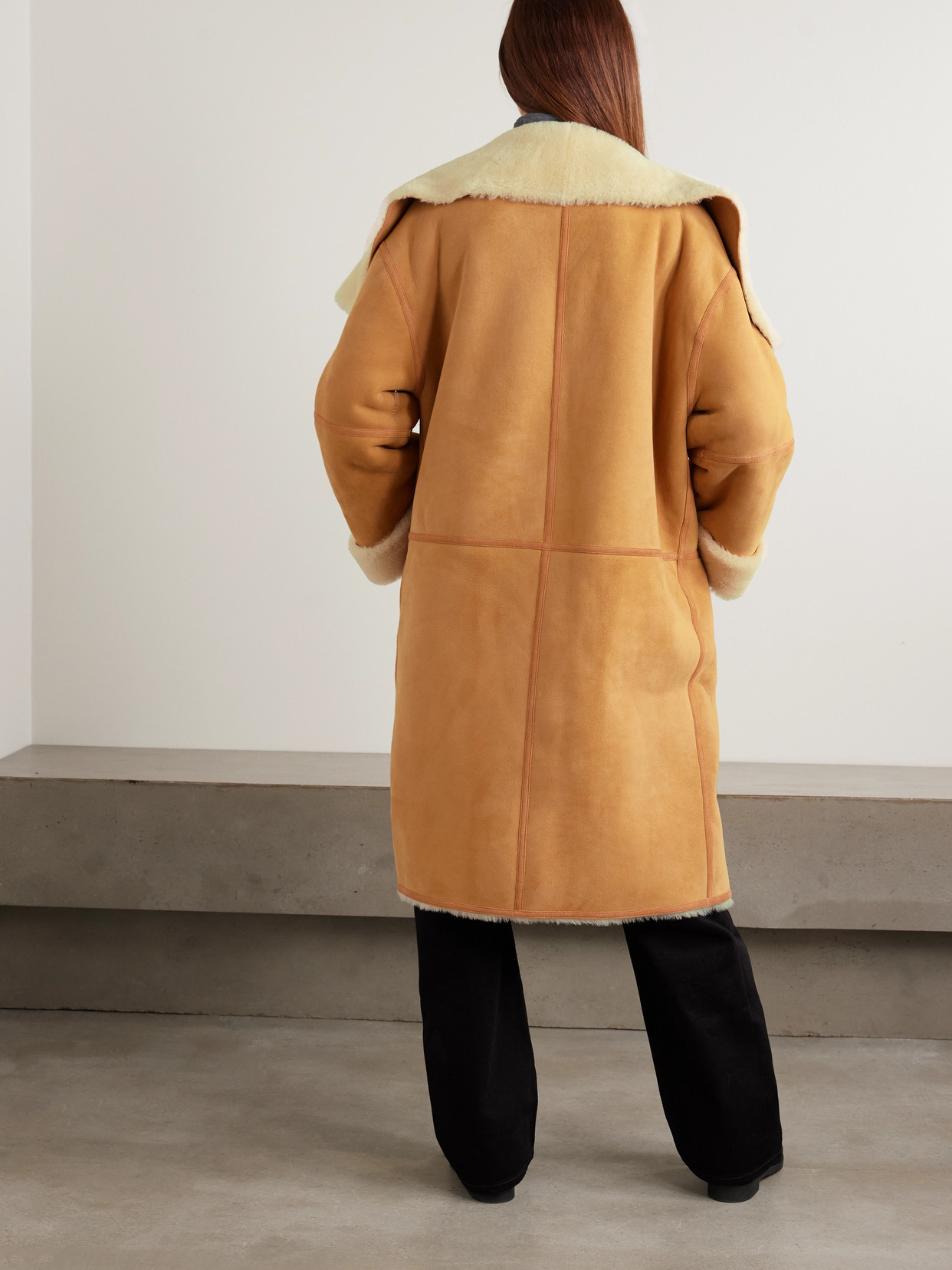 Draped Shearling Coat