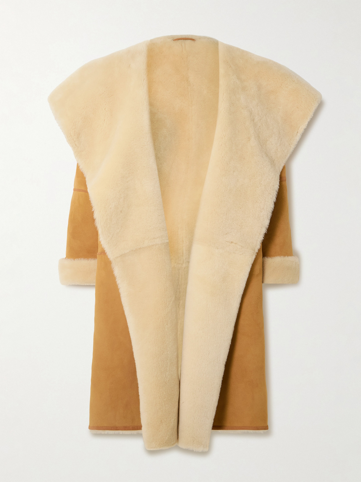 Totême Draped Shearling Coat In Brown