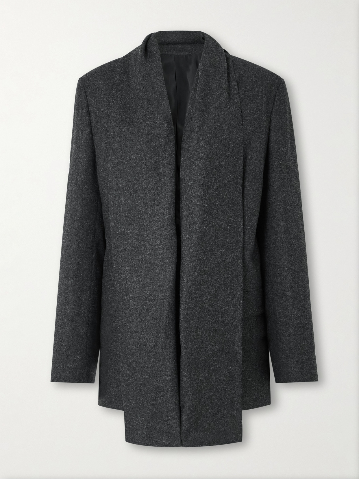 Totême Scarf-detailed Flannel Blazer In Gray