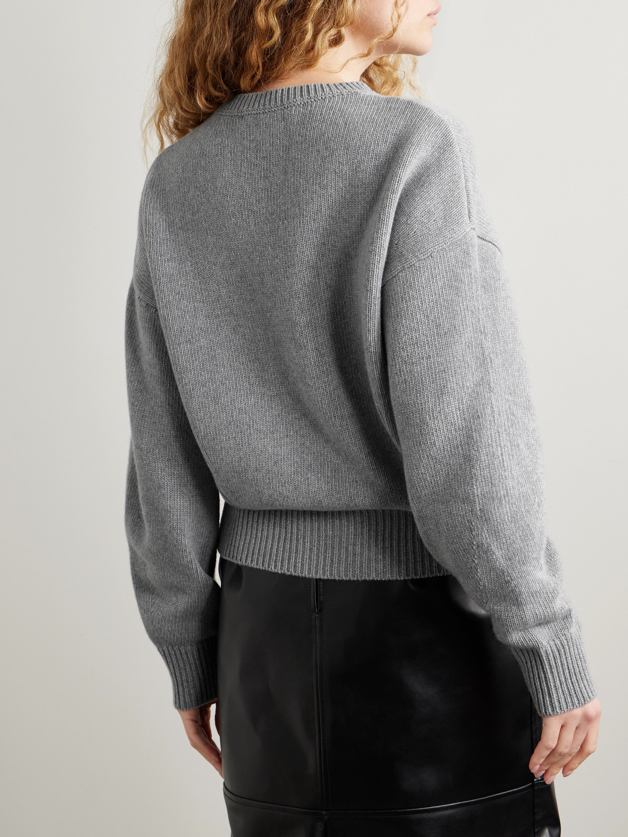 Another Tomorrow Cashmere And Wool-blend Sweater In Heather Grey