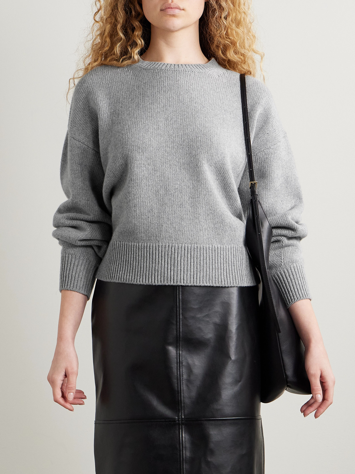 Another Tomorrow Cashmere And Wool-blend Sweater In Heather Grey