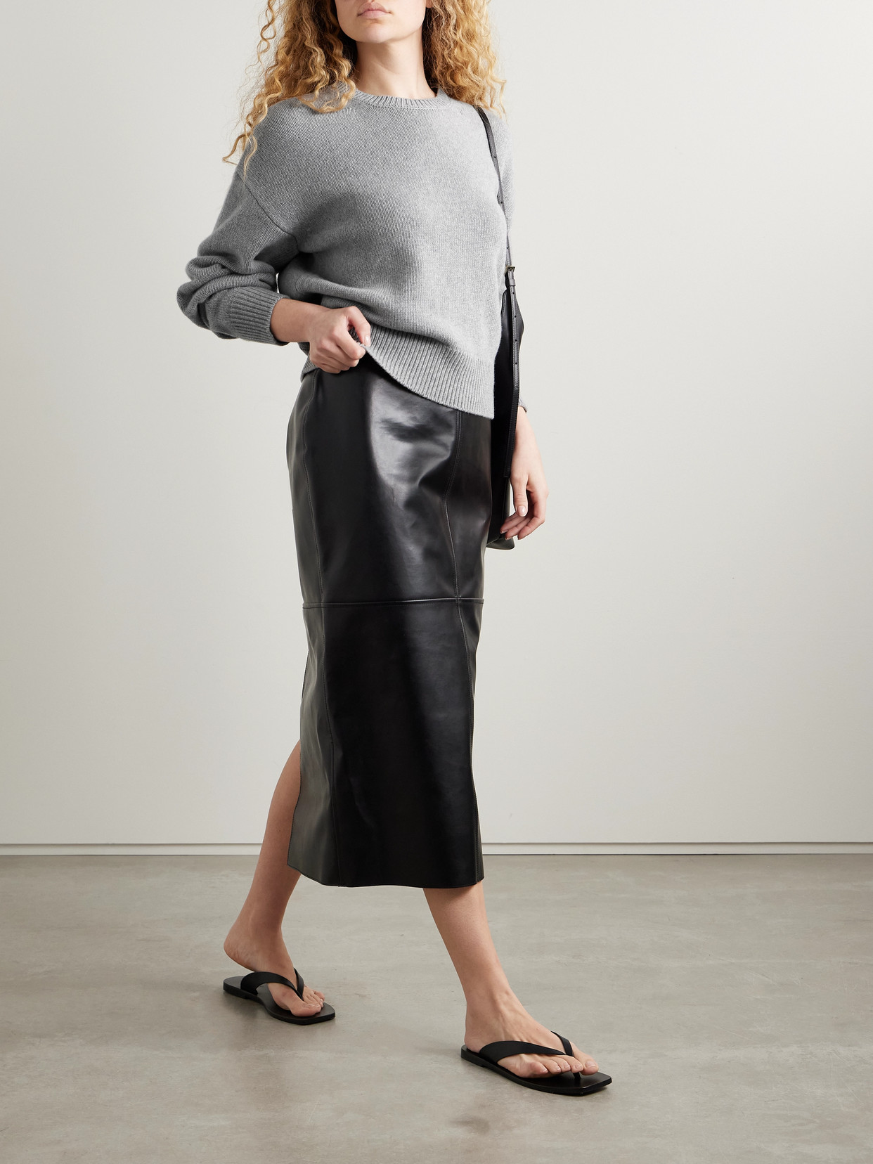 Another Tomorrow Cashmere And Wool-blend Sweater In Heather Grey