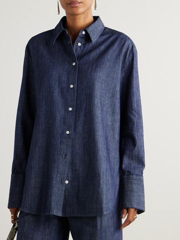 Another Tomorrow Oversized organic cotton-chambray shirt