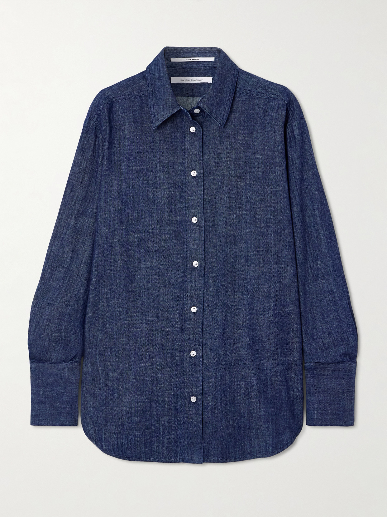 Another Tomorrow Oversized Organic Cotton-chambray Shirt In Blue