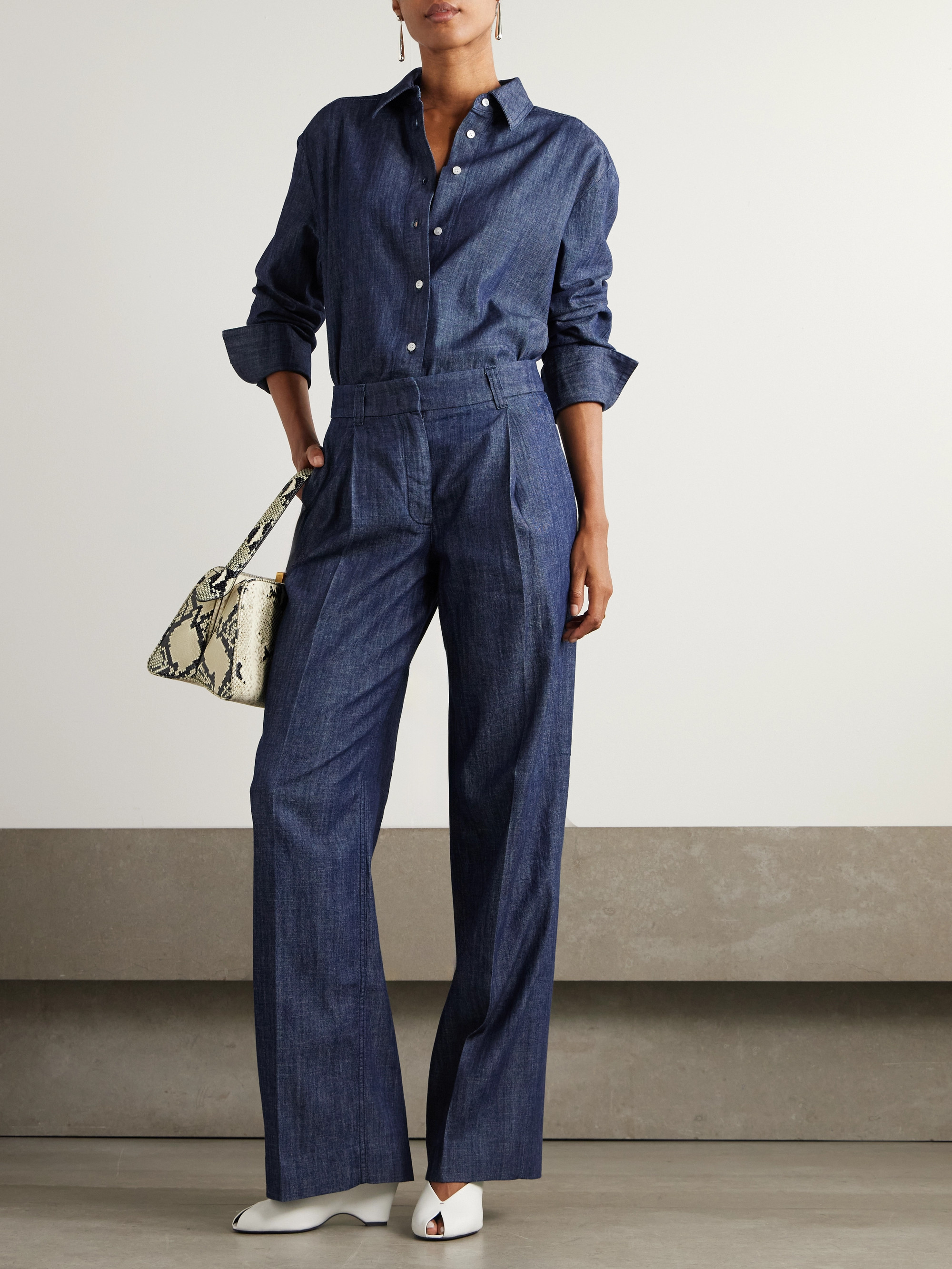 Another Tomorrow Oversized organic cotton-chambray shirt