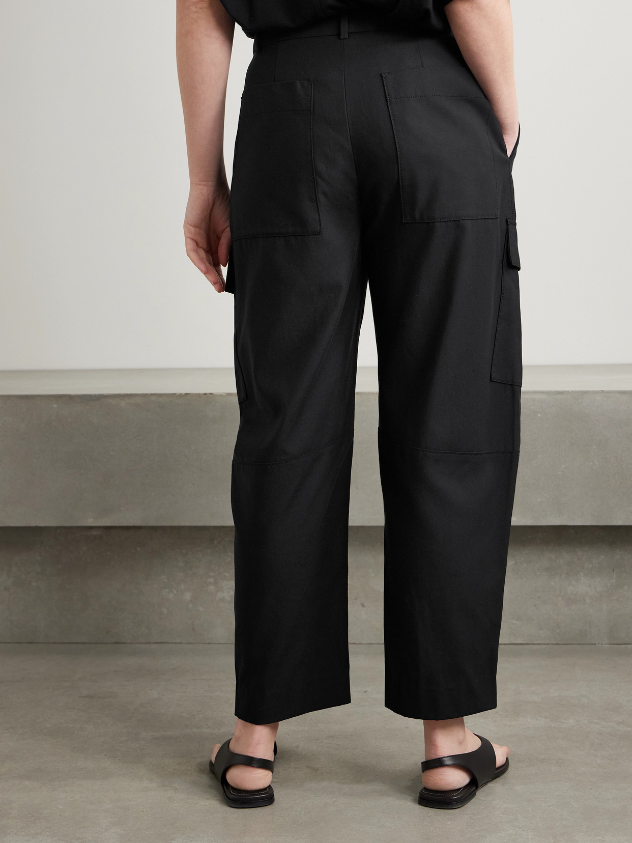 Another Tomorrow Lyocell And Cotton-blend Twill Barrel-leg Cargo Pants