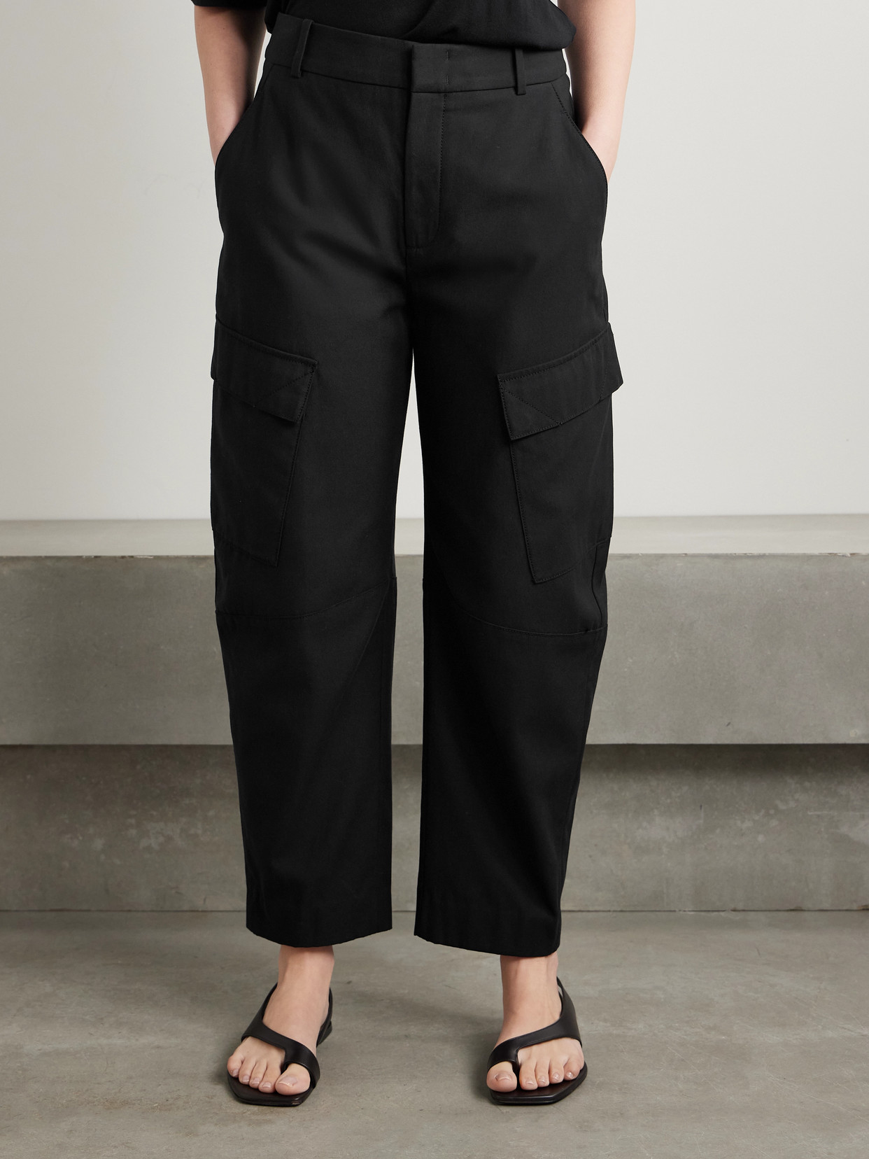 Another Tomorrow Lyocell And Cotton-blend Twill Barrel-leg Cargo Pants