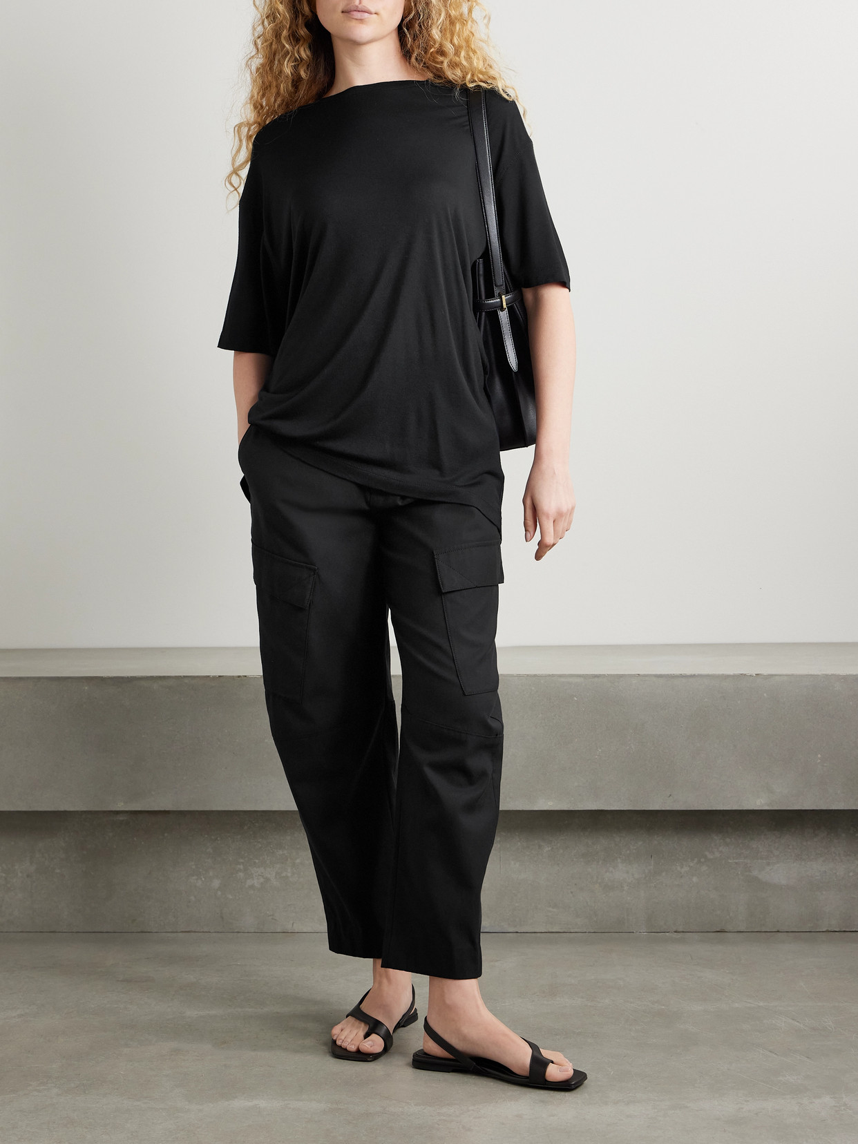 Another Tomorrow Lyocell And Cotton-blend Twill Barrel-leg Cargo Pants