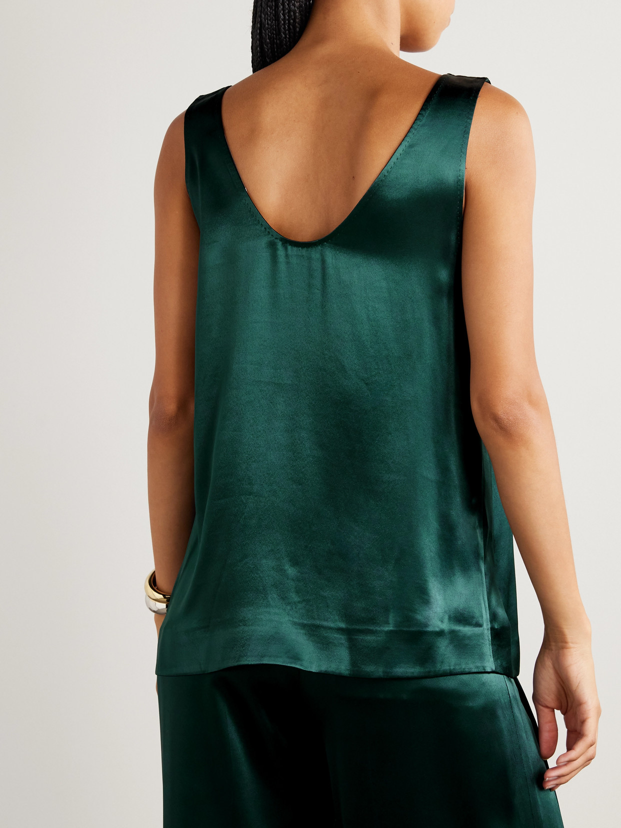 Another Tomorrow Satin Tank In Green