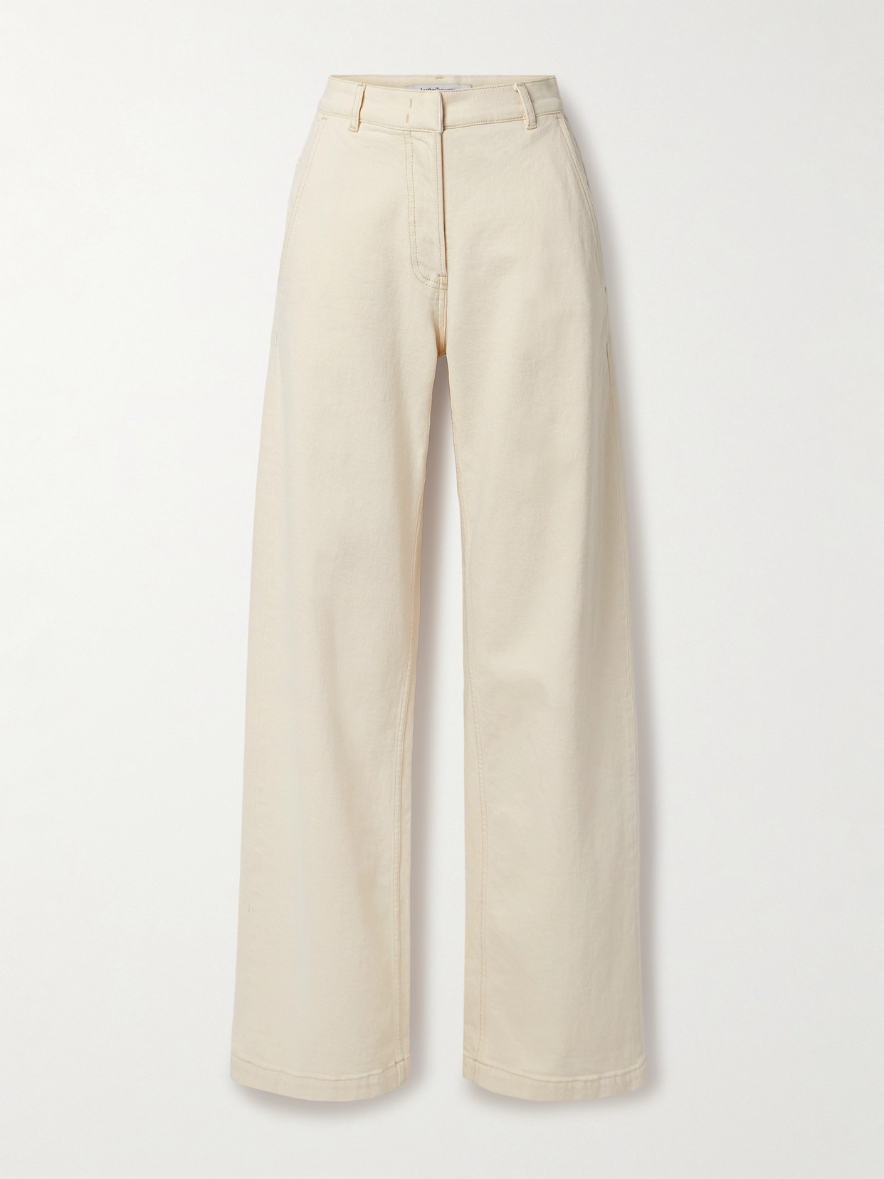 Another Tomorrow Organic High-rise Straight-leg Jeans In Sand