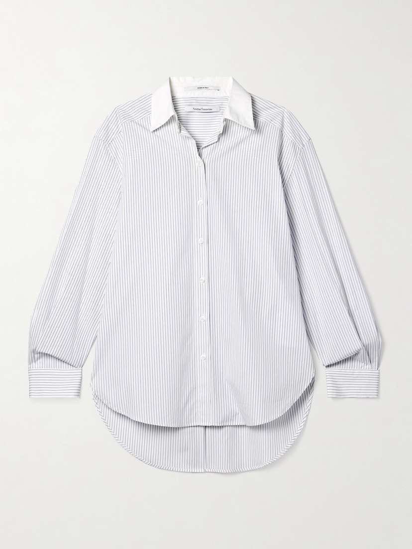 Another Tomorrow Striped Organic Cotton-poplin Shirt