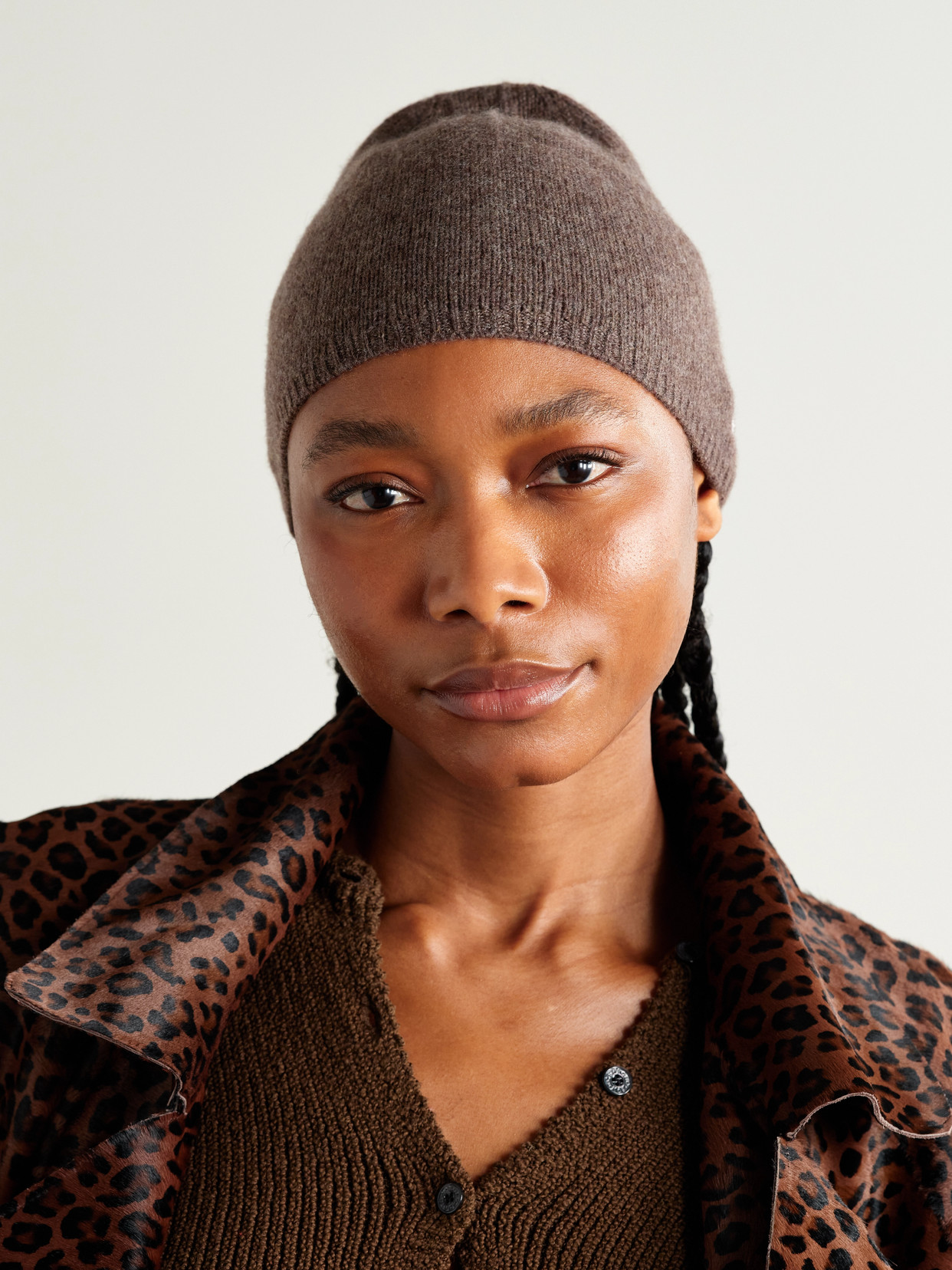 Acne Studios Kassia Appliquéd Cashmere Beanie In Brown