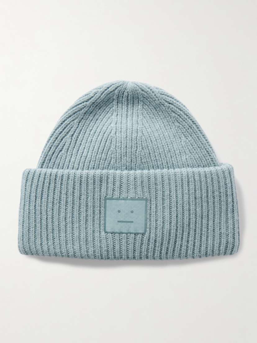 Acne Studios Appliquéd Ribbed Wool And Yak Hair-blend Beanie