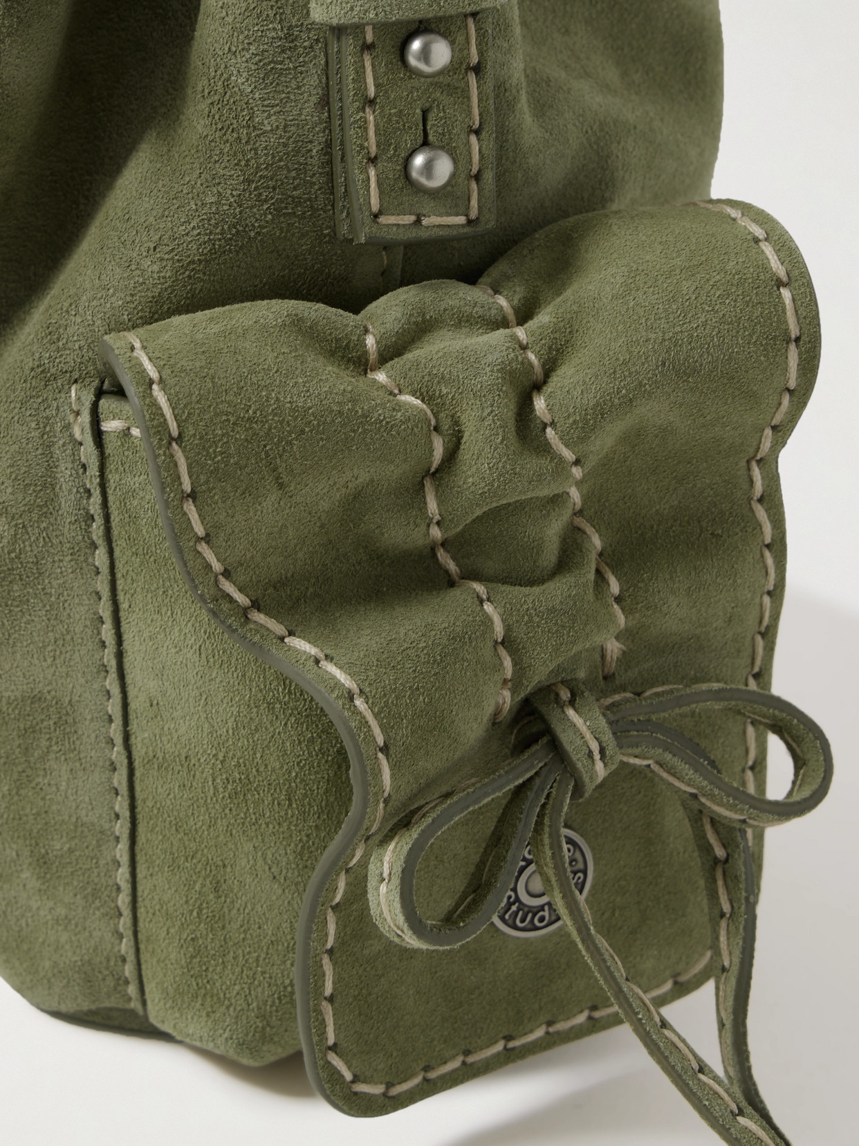 Acne Studios Green Multipocket Mini Bucket Bag In Green