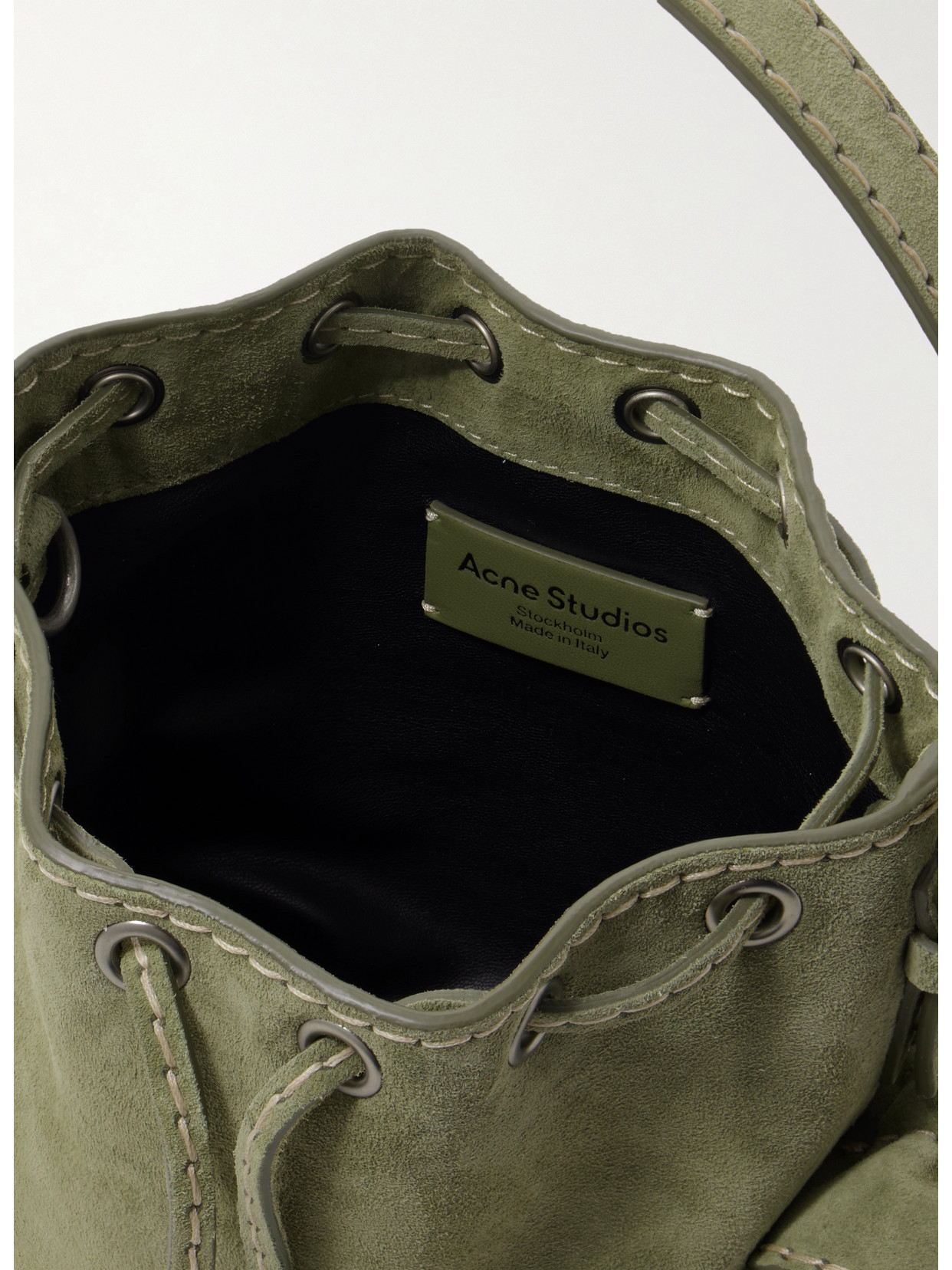 Acne Studios Green Multipocket Mini Bucket Bag In Green