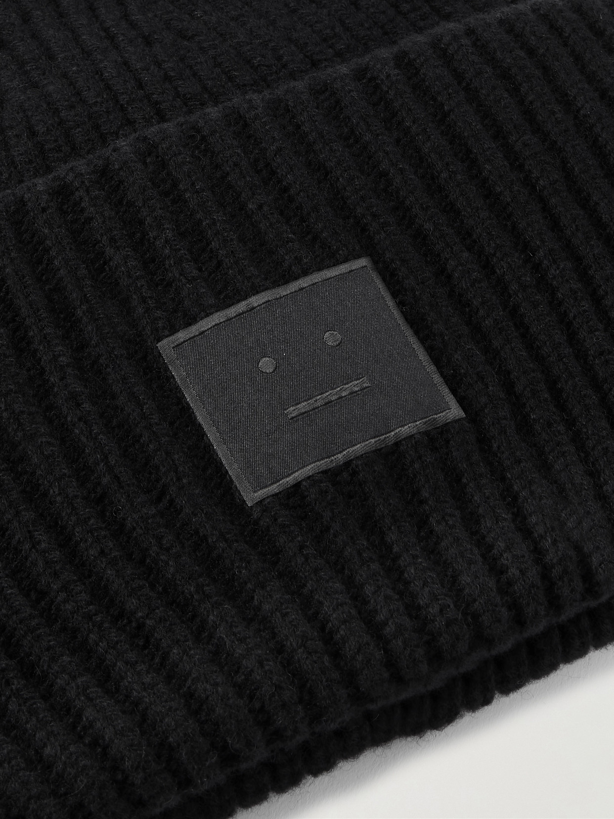 Acne Studios Large Face Logo Beanie In Black