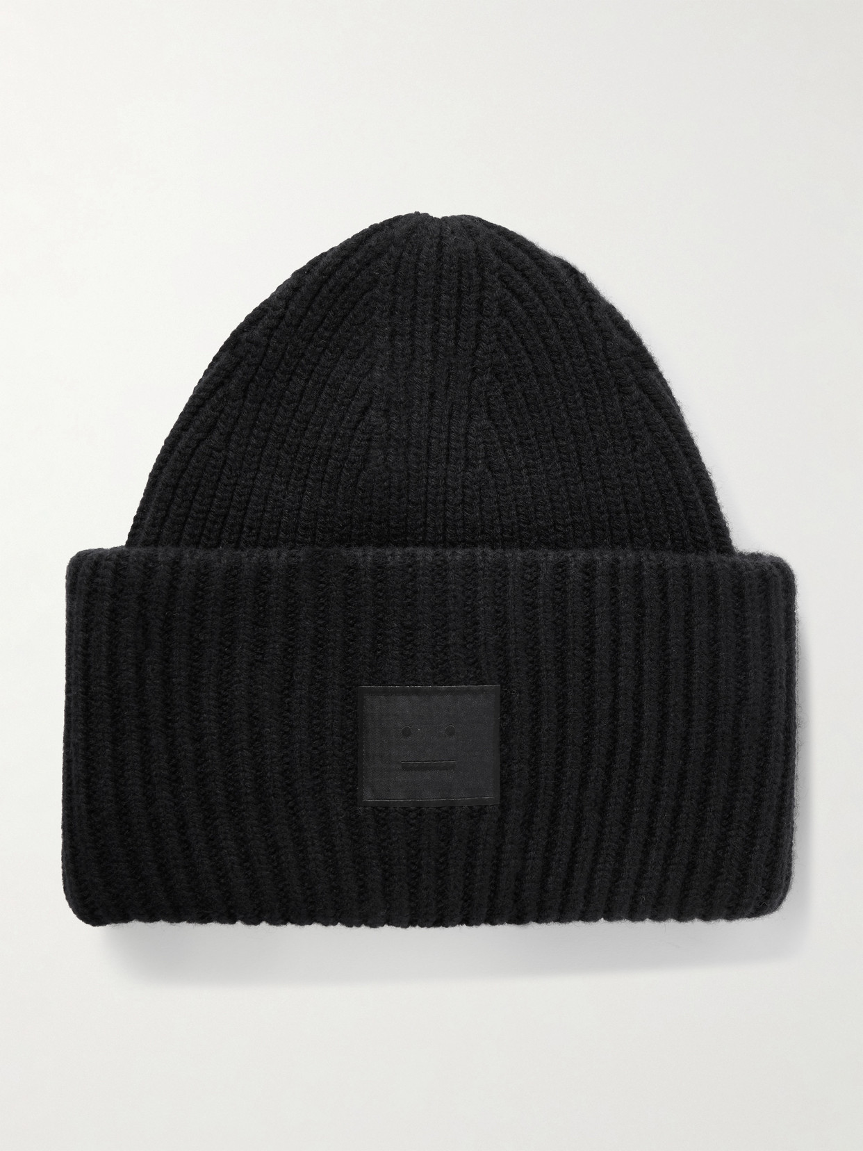 Acne Studios Large Face Logo Beanie In Black